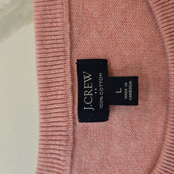J. Crew 100% Cotton Baby Pink Crewneck Pullover Sweater Size Large - Picture 6 of 7